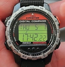 Vintage Retro Timex Expedition Indiglo 820 Digital Compass Watch