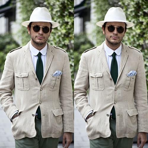 Men beige linen - beige,