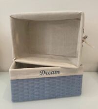 2 x Zara Home Nursery Storage Baskets Baby Blue Neutral Linen Lining