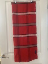 Zara Checked Soft Tartan Scarf Winter Red Huge Shawl Wrap Frayed Edge 85cmX205cm