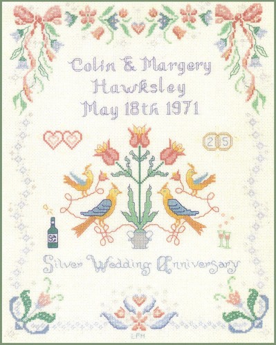 Pastels silver wedding sampler - silver,