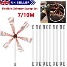 7/10M Flexible Chimney Sweep Set DIY Flue Sweeping Brush Rod Kit Chimney Typhoon