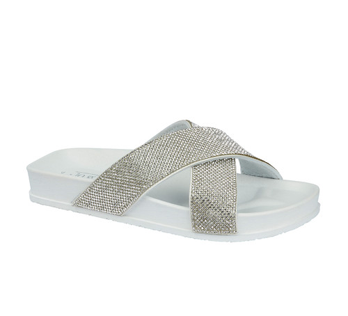 White diamante sandals strappy - diamante,