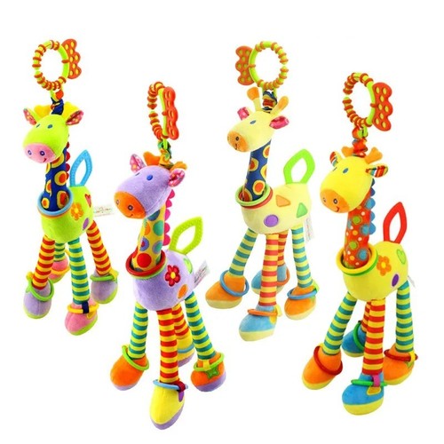 Soft giraffe baby rattle plush - giraffe,