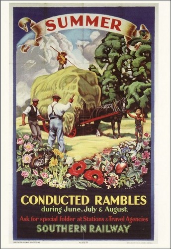 Railway poster art postcard - railway,