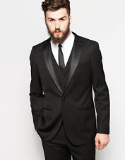Men Black Suits Designer Wedding Grooms Tuxedo Dinner Suit (Jacket+Vest+Pants)