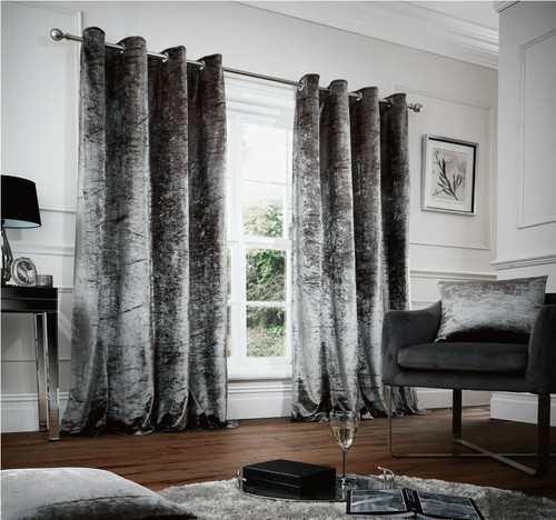 Crushed velvet curtains pair - crushed,