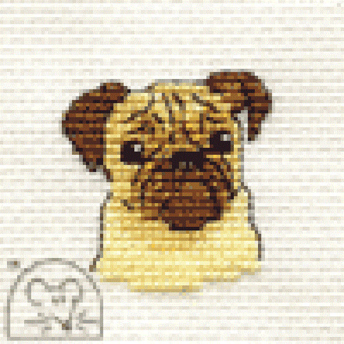 Mouseloft stitchlets pug - stitchlets, 'pug'