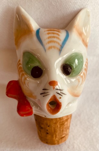 Vintage ceramic cat cork - cat, &