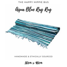 Handmade Chindi Rag Rug Aqua