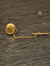 Tie Tack Pin with Chain - Gold