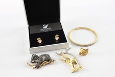 Swarovski Crystal Jewellery Gold Tone Animal Safari Signed Branded Boxes x 5