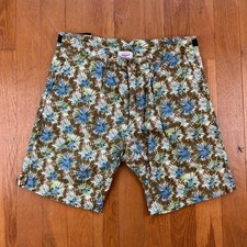 Battenwear Made In USA Cotton Linen Patterned Camp Shorts Size Medium