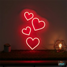 Neon Heart Cluster Love Red