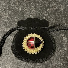 Repurposed Vintage Gold Tone Metal And Enamel Ladybird Pin Brooch 3.5cm, Gift