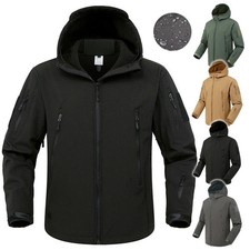 Mens Combat Waterproof Jacket Warm Hooded Outdoor Tactical Coat Tops Jacket 2024
