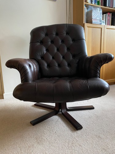 Vintage leather swivel chair - vintage,