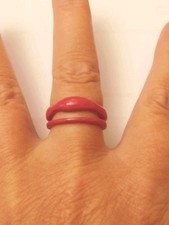 Red Resin Band Ring Size O Gift Pouch