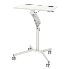 Duronic Sit-Stand Desk WPS57 | WHITE Ergonomic Desk with Tablet Support & Cup Ho