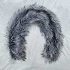 New Look Grey Black White Fur Coat Collar Stole Winter Glam Vintage Style