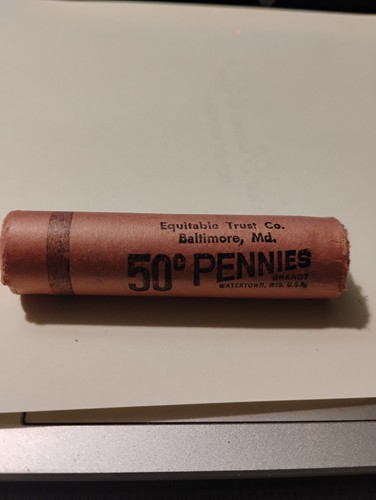 1958 uncirculated penny roll - uncirculated,