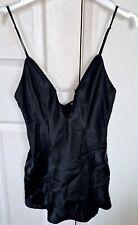 La Senza Ladies Black Satin & Crystal Babydoll Nightdress UK Size 8