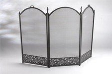 Inglenook 3 Panel Decorative Black Fire Screen Fire Guard FIRE07