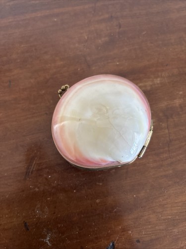 Lovely old pink shell purse - old,