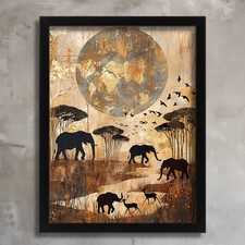 African Elephant Family Wall