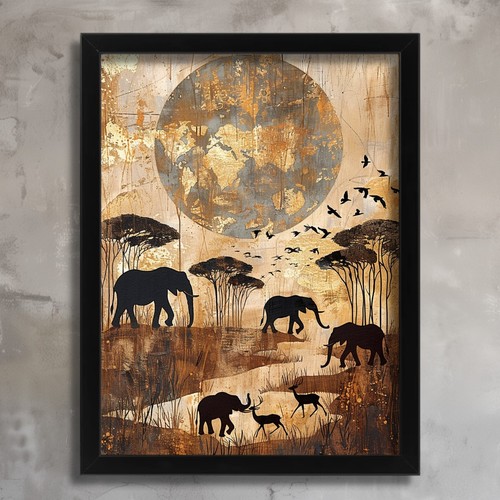 African elephant family - family, wall