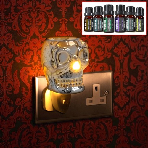 Silver skull oil burner wax - silver,