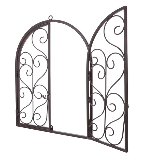 Brown iron faux window frame - iron,