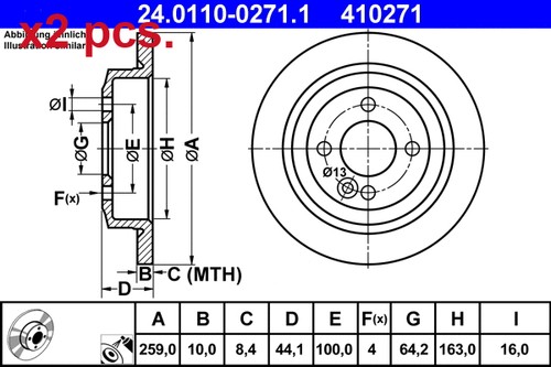 Pcs rear brake - rear, disc