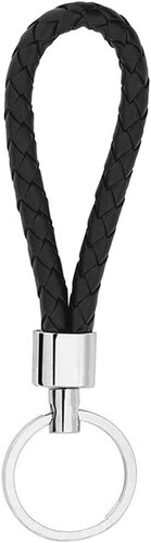 Braided leather keychain - braided,