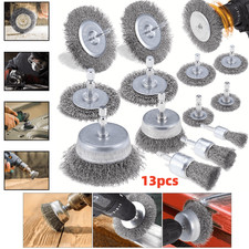 13PCS Rotary Brass Wire Cleaning Wheel Cup Brush Drill Attachment Bit Set Tool