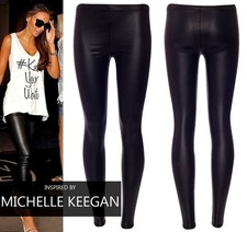 Wet look leather mat leggings
