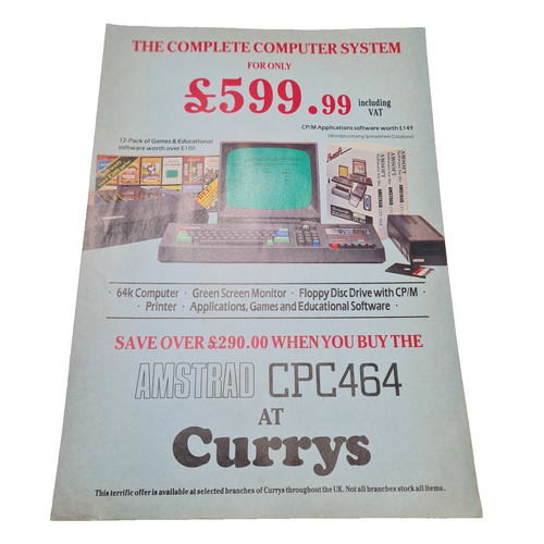 Amstrad cpc464 currys advert - cpc464,