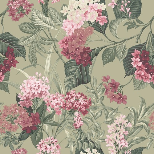 Pink sage floral - pink, wallpaper