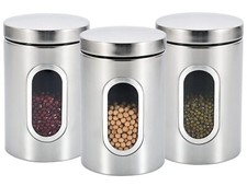 Canister Jars Tea Coffee Sugar Nuts Ergonomic Food Storage Home Kitchen Set Of 3