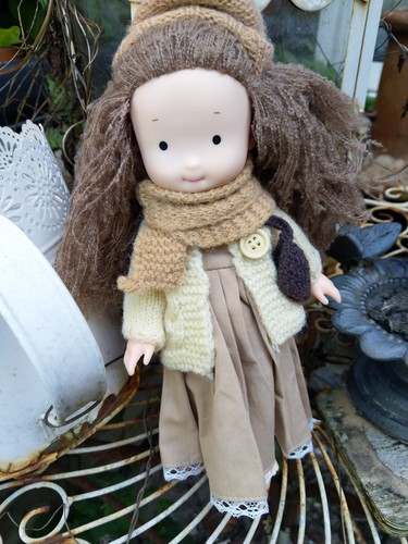 Doll with wool hair - wool, 10"