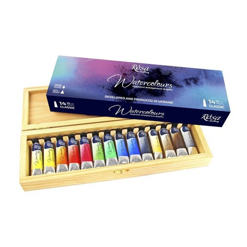 Rosa wooden watercolour - wooden, box