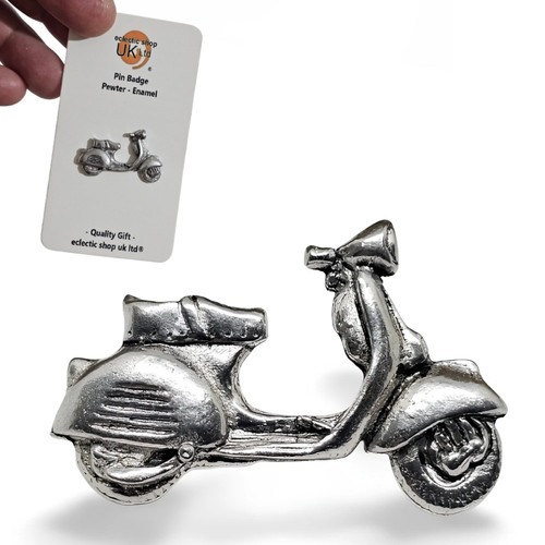 Vespa pewter pin badge scooter - pewter,