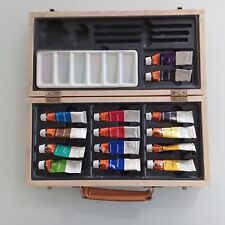 Used W H Smith wooden box set of 14 water colours in good condition