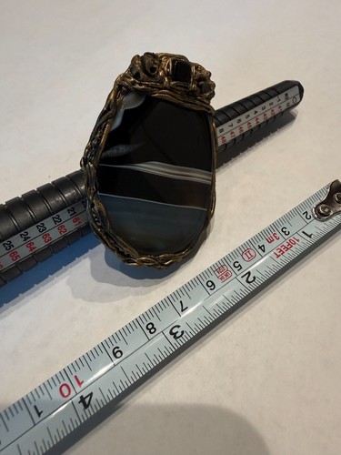 Vintage brutalist brass agate - brutalist,