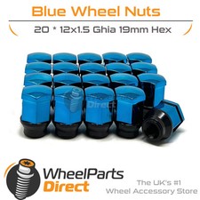 Wheel Nuts (20) 12x1.5 Ghia Blue for Ford Focus [Mk2] 04-11 on Original Wheels