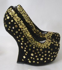 Black/Sequin 6.5"High Wedges