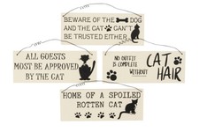 Funny Cat Signs Wooden Cat Signs For Home Cat Lover Gift Pet Sign Home Decor NEW