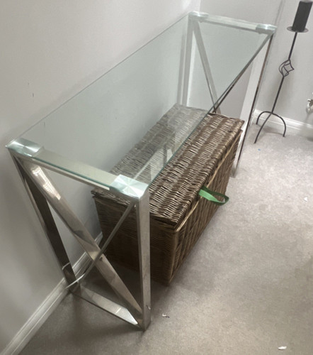 Glass metal console table - glass,