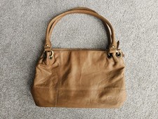 Gigi Genuine Leather Handbag Tan Brown Shoulder Bag 12"x8" Italian Style Purse