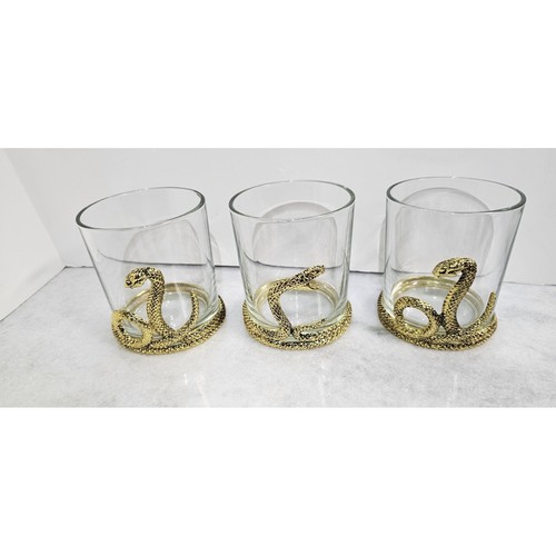 Gold tone snake lowball - snake,